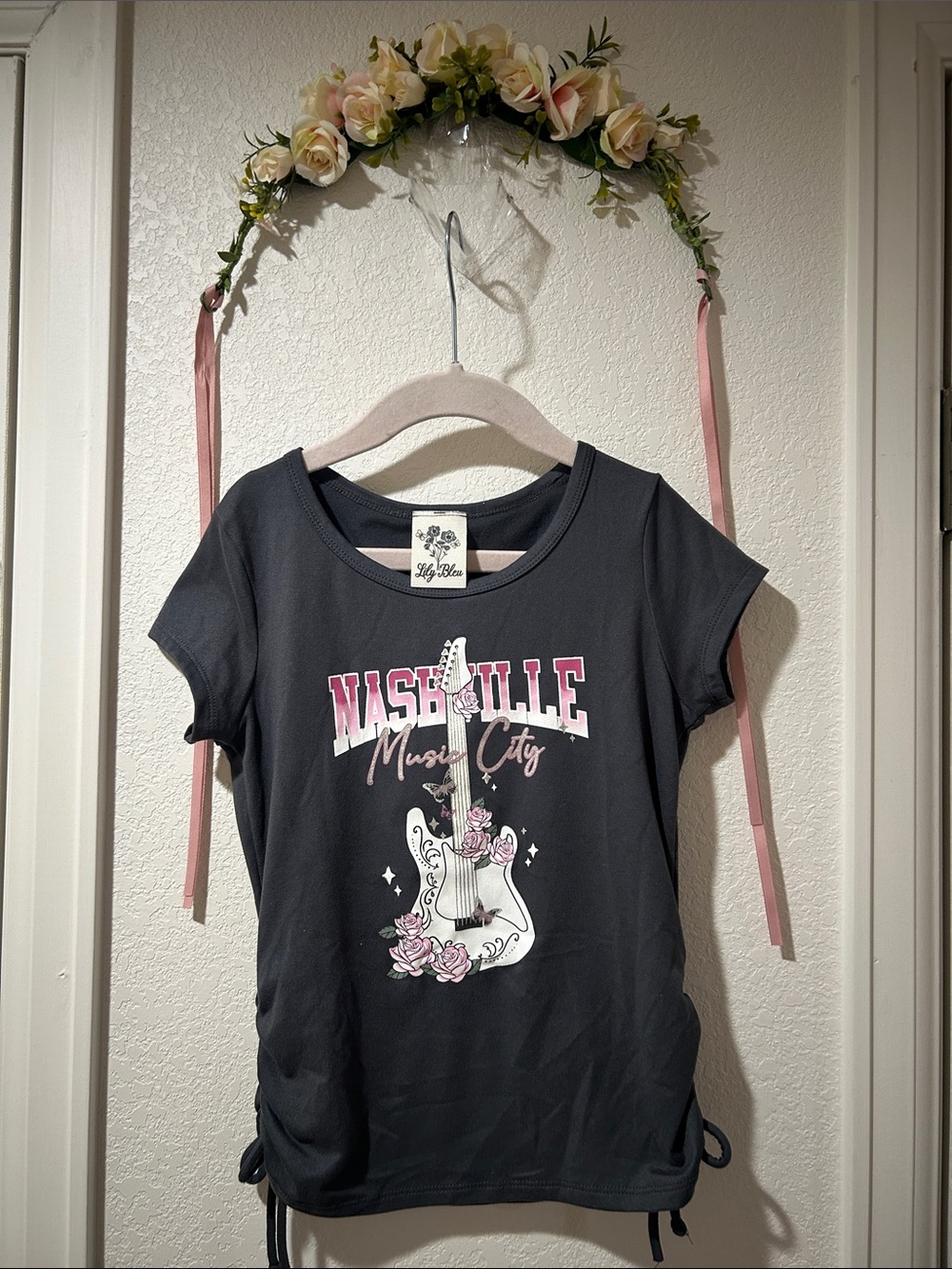 Lily Bleu Short-Sleeve Nashville Music City Graphic Tee with Pink Accents